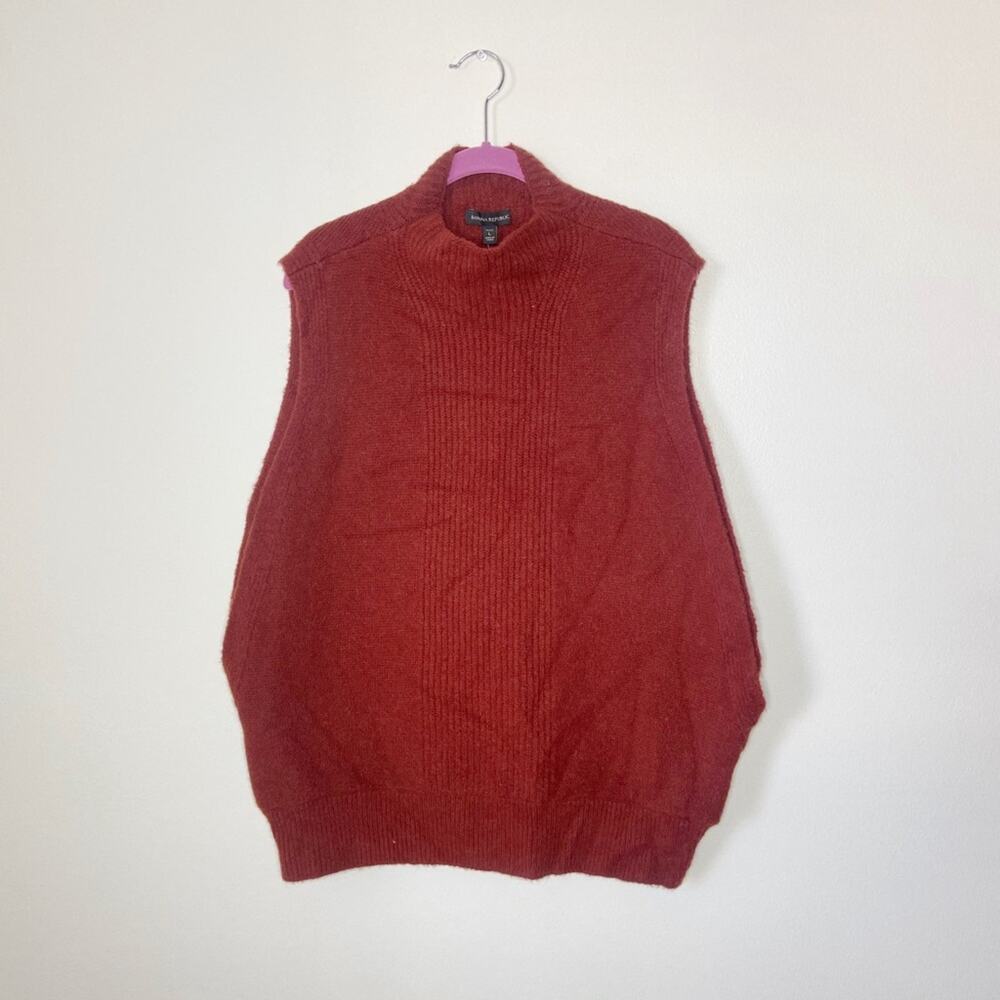 NEW Banana Republic Burnt Orange Alpaca Blend Envelope Hem Sweater Vest Large